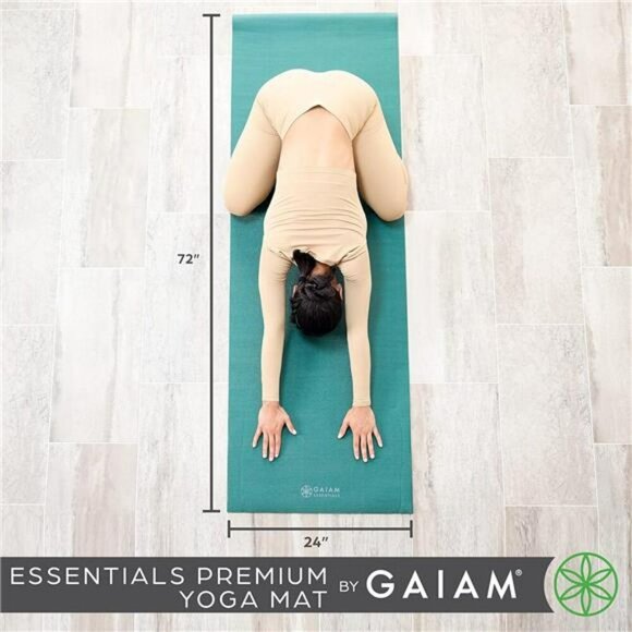 Gaiam Yoga Mat 72in Extra Thick Non Slip Fitness Mat with Carry Strap 1 4 Inch - Picture 2 of 3